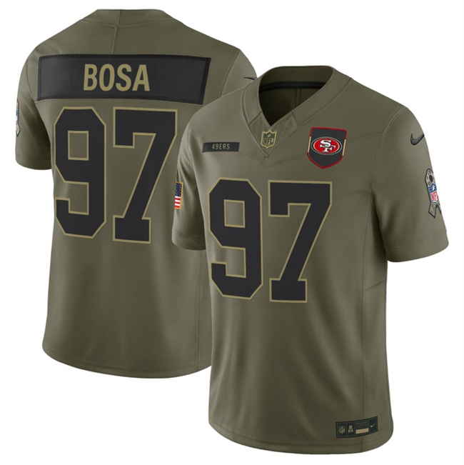 Men's Olive San Francisco 49ers #97 Nick Bosa 2025 F.U.S.E. Salute to Service Limited Stitched Football Jersey